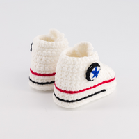 Thumbnail for Baby Crochet Sneakers - Converse Cream - Baby Sneakers Shop - unisex baby crochet shoes