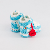 Thumbnail for Baby Crochet Sneakers - AJ1 O-W UNC - Baby Sneakers Shop - unisex baby crochet shoes