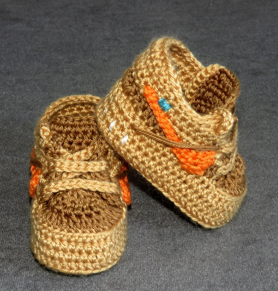 Baby Crochet Sneakers - Air Max O-W Beige - Baby Sneakers Shop - unisex baby crochet shoes