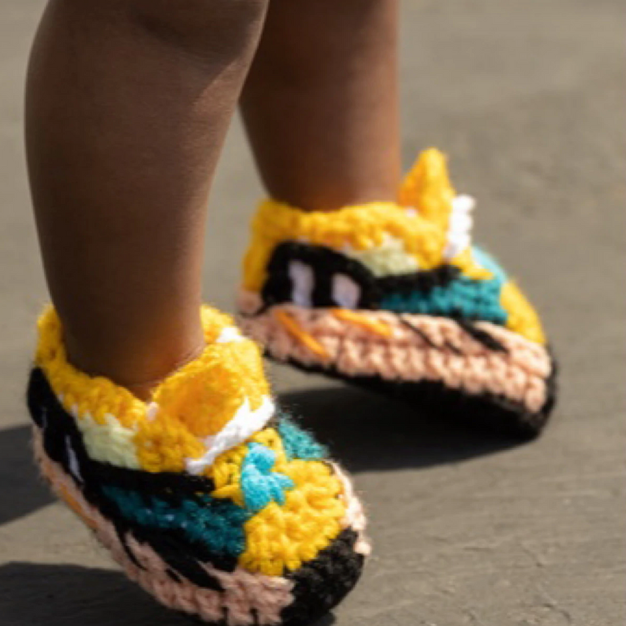 Baby Crochet Sneakers - YZY Sunflower - Baby Sneakers Shop - unisex baby crochet shoes