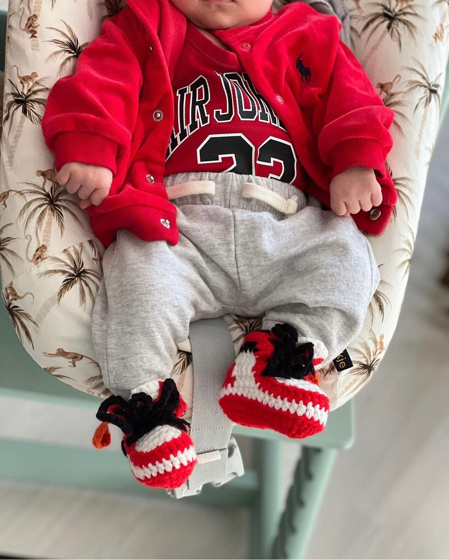 Baby Crochet Sneakers - AJ1 O-W Chicago - Baby Sneakers Shop - unisex baby crochet shoes