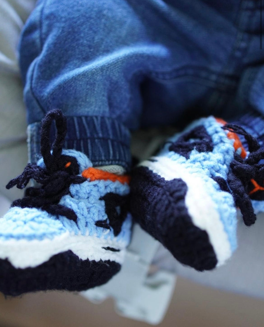 Baby Crochet Sneakers - AJ4 Cactus Jack - Baby Sneakers Shop - unisex baby crochet shoes