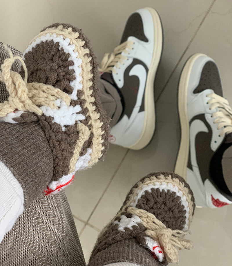 Baby Crochet Sneakers - AJ Travis Reverse Mocha - Baby Sneakers Shop - unisex baby crochet shoes