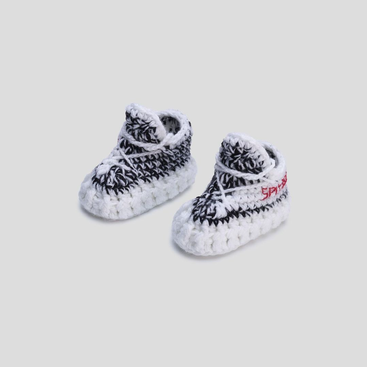 Baby Crochet Sneakers - YZY Zebra - Baby Sneakers Shop - unisex baby crochet shoes
