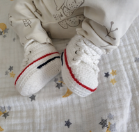 Thumbnail for Baby Crochet Sneakers - Converse Cream - Baby Sneakers Shop - unisex baby crochet shoes