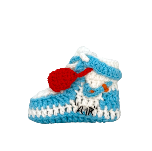 Baby Crochet Sneakers - AJ1 O-W UNC - Baby Sneakers Shop - unisex baby crochet shoes