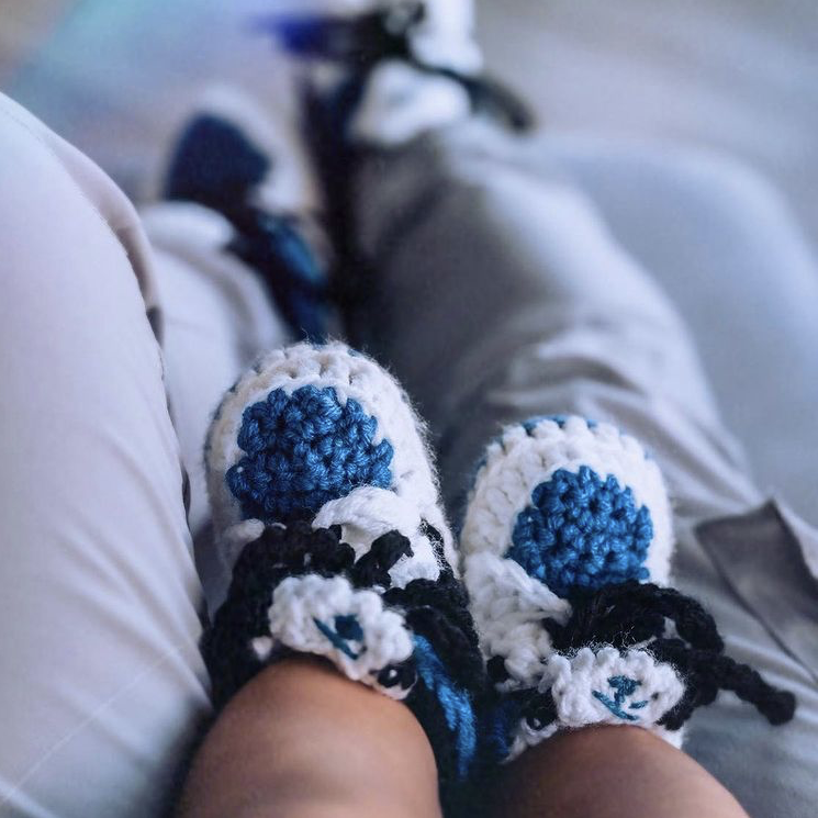 Baby Crochet Sneakers - AJ1 Travis Scott x Fragment - Baby Sneakers Shop - unisex baby crochet shoes