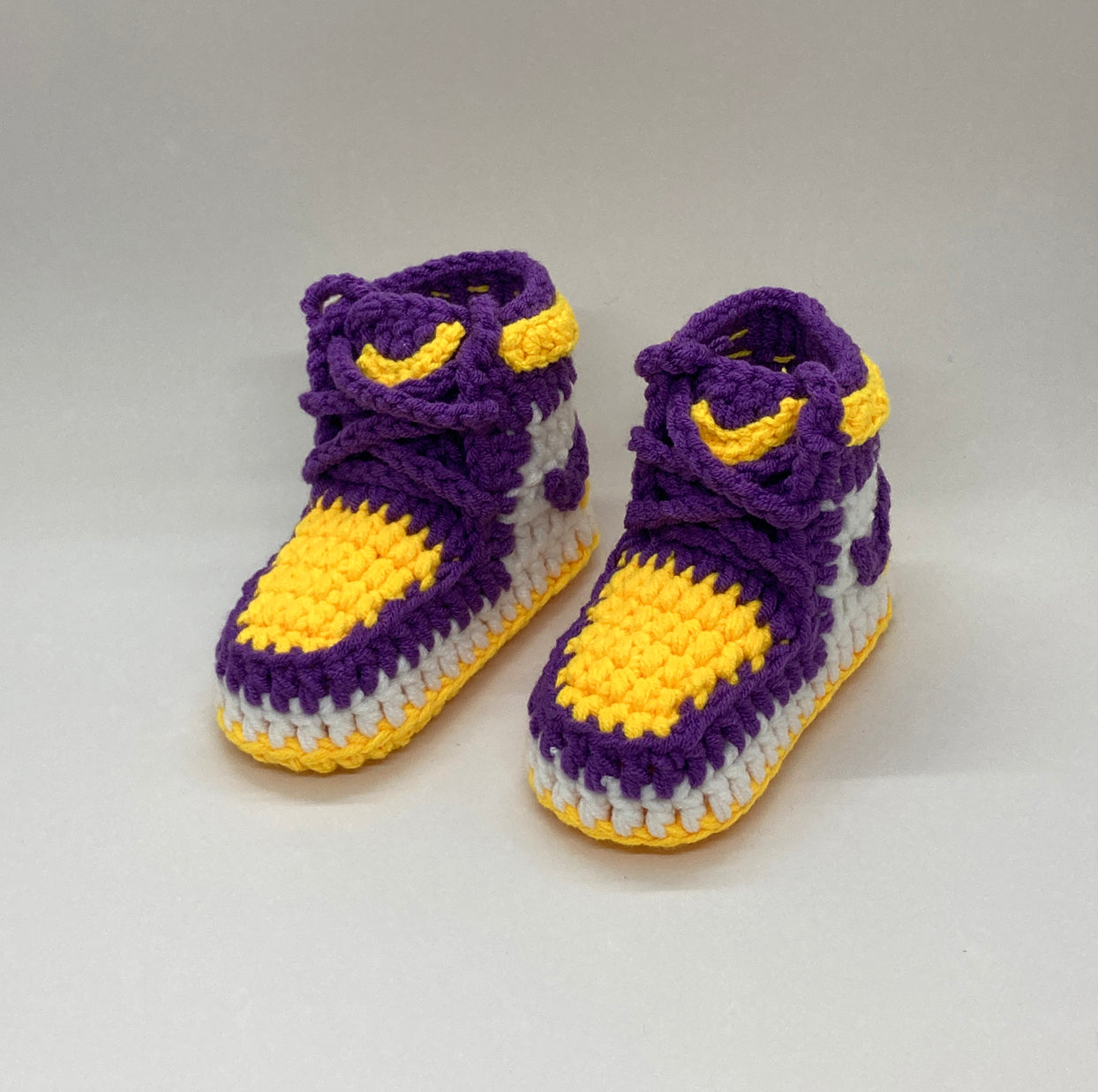 baby crochet sneakers Jordan Lakers