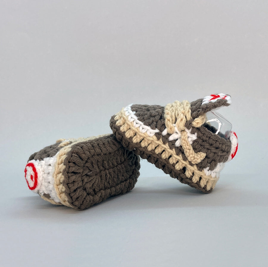 Baby Crochet Sneakers - AJ Travis Reverse Mocha - Baby Sneakers Shop - unisex baby crochet shoes