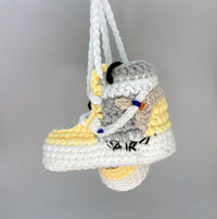 Thumbnail for Baby Crochet Sneakers - AJ1 O-W Canary - Baby Sneakers Shop - unisex baby crochet shoes