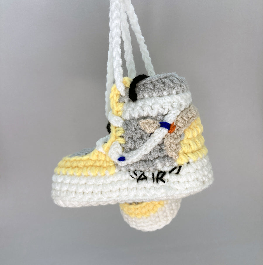 Baby Crochet Sneakers - AJ1 O-W Canary - Baby Sneakers Shop - unisex baby crochet shoes