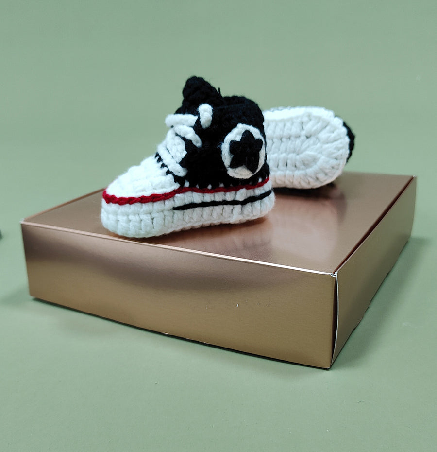 Baby Crochet Sneakers - Converse Black - Baby Sneakers Shop - unisex baby crochet shoes